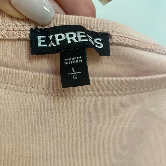 Express Dusty Pink Off Shoulder Flare Sleeve Bodysuit Large - Picture 4 of 7